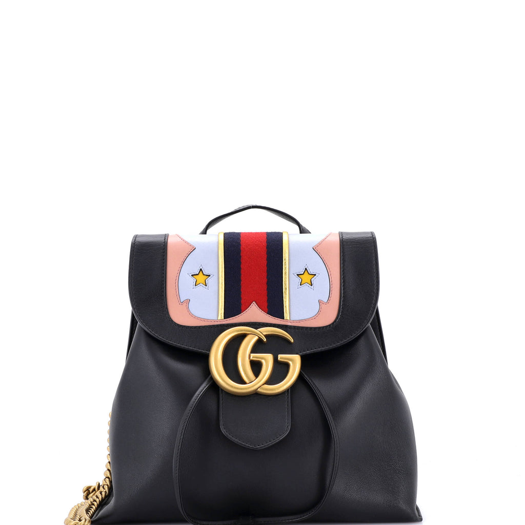 Web Heart GG Marmont Backpack Leather