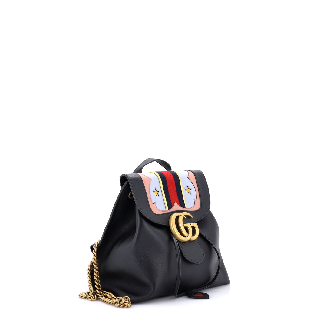 Web Heart GG Marmont Backpack Leather
