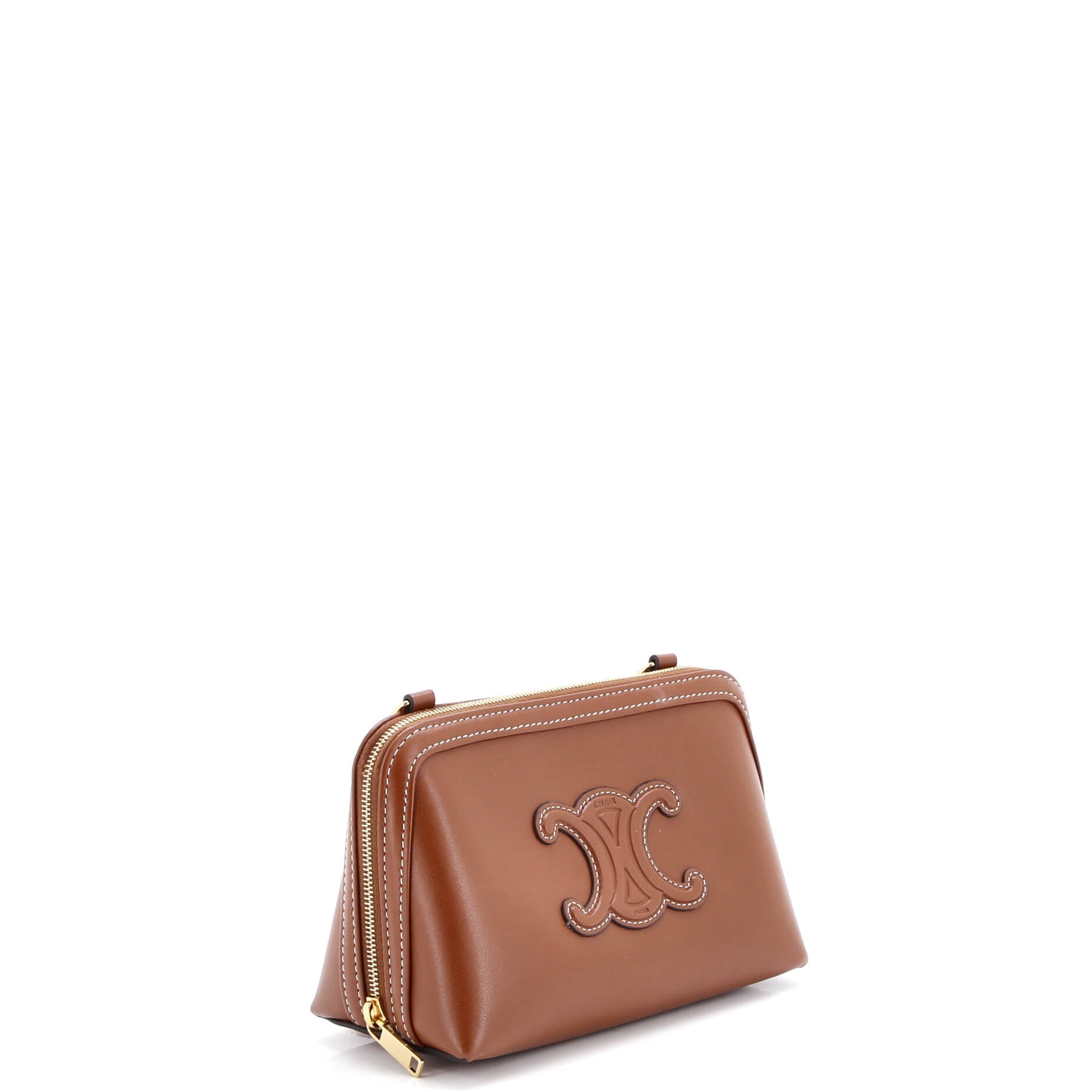 Cuir Triomphe Zip Around Chain Clutch Leather