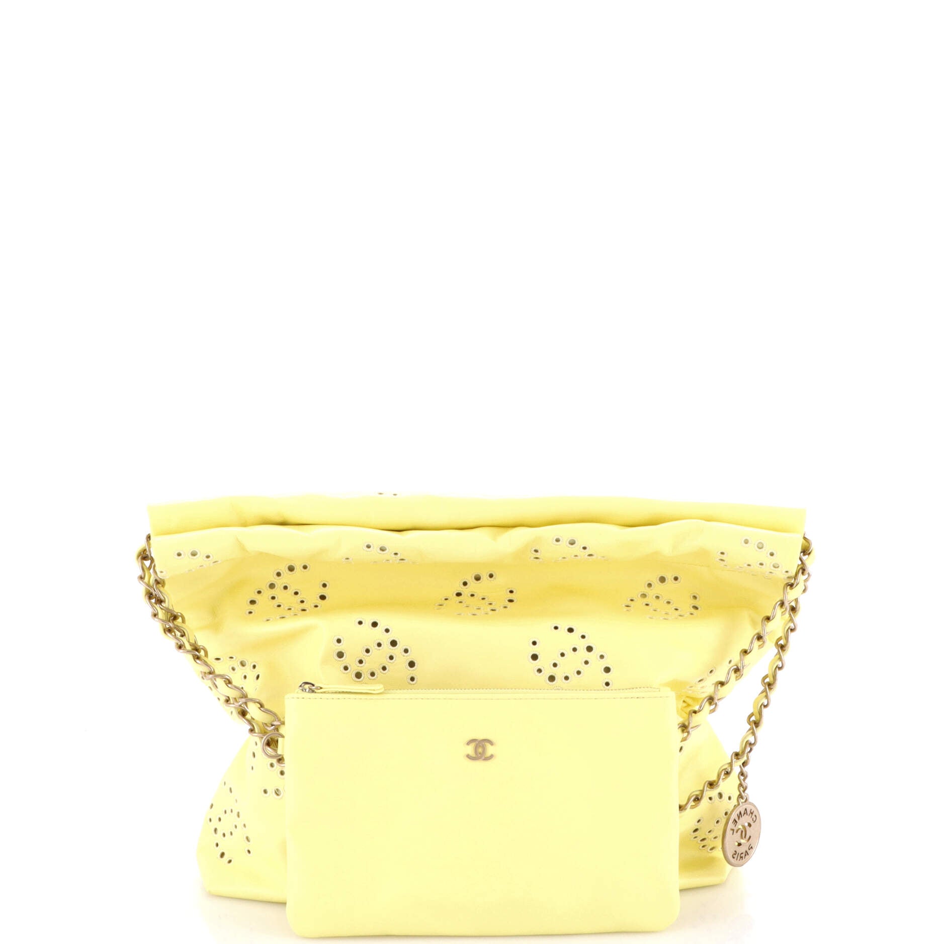 22 Chain Hobo CC Eyelet Embroidered Calfskin Small