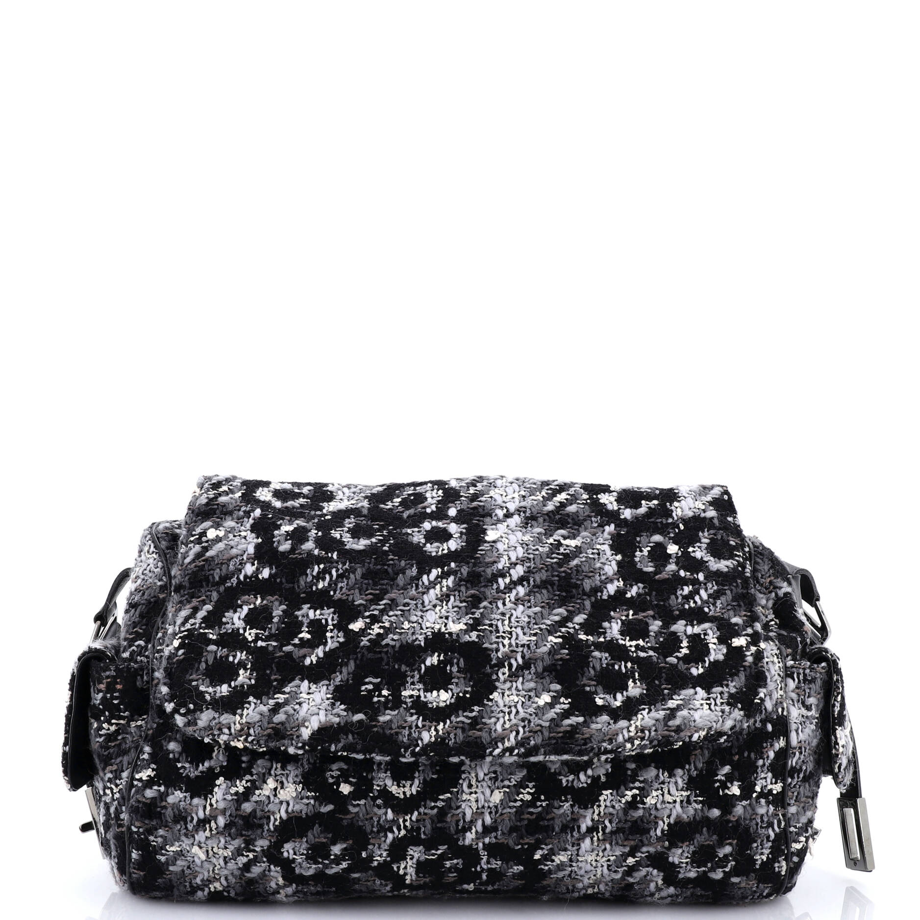 Vintage Camellia Flap Camera Bag Tweed Medium