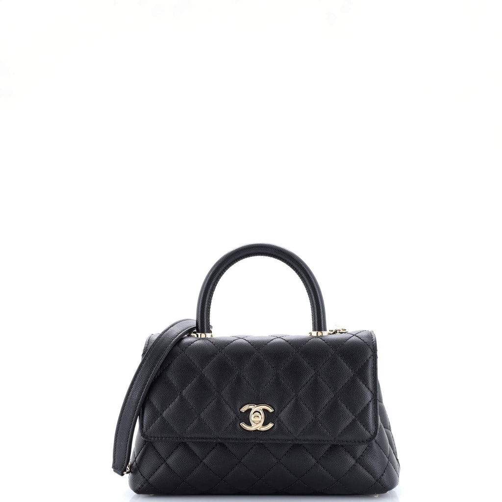 Coco Top Handle Bag Quilted Caviar Mini