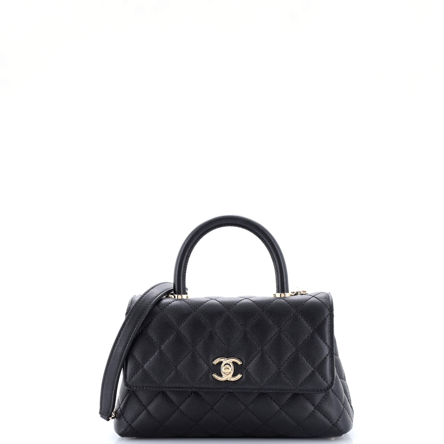 Coco Top Handle Bag Quilted Caviar Mini