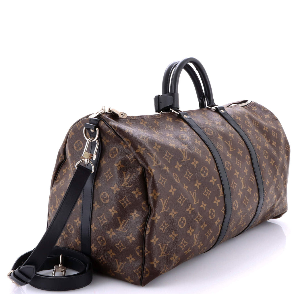 Keepall Bandouliere Bag Macassar Monogram Canvas 55