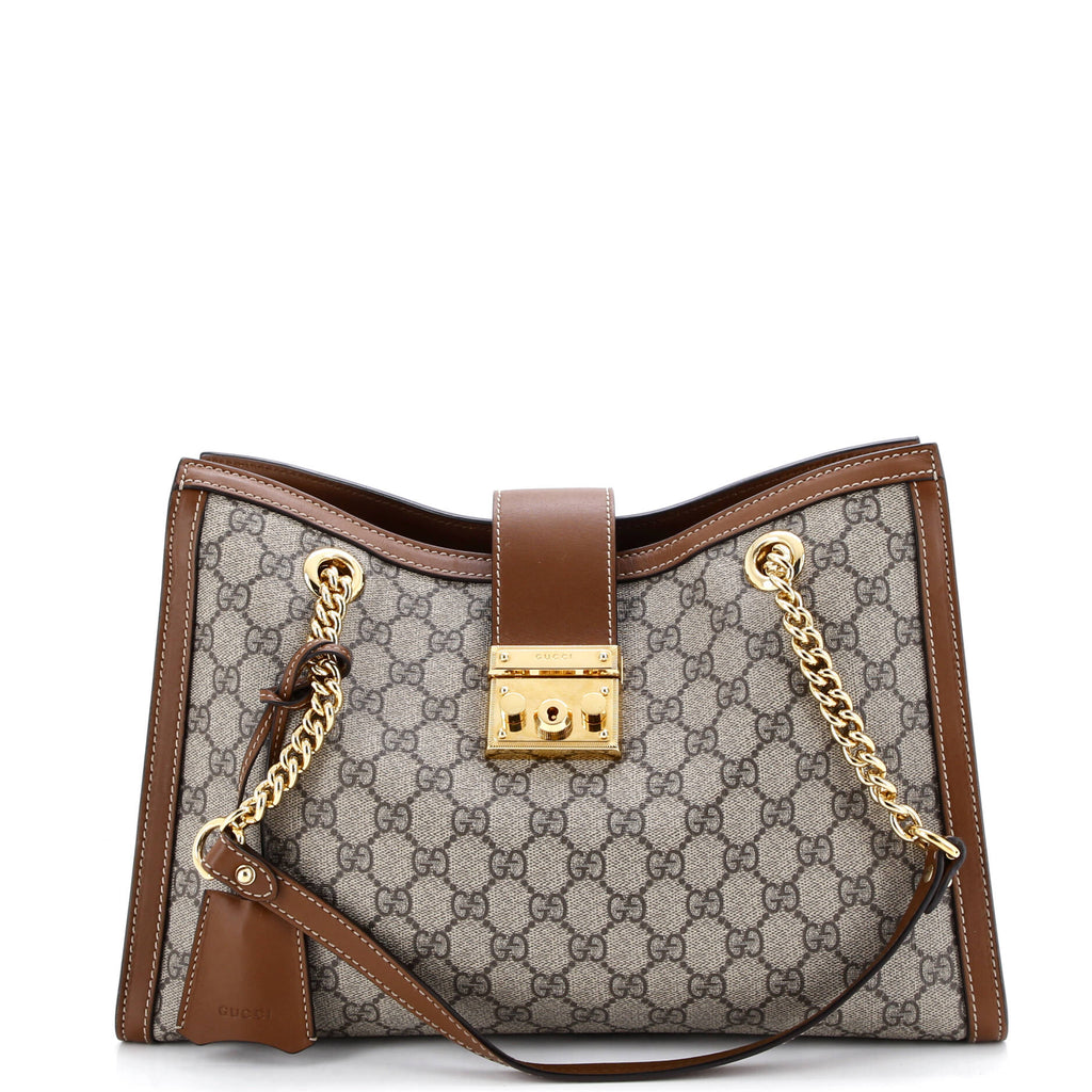 Padlock Chain Tote GG Coated Canvas with Leather Medium