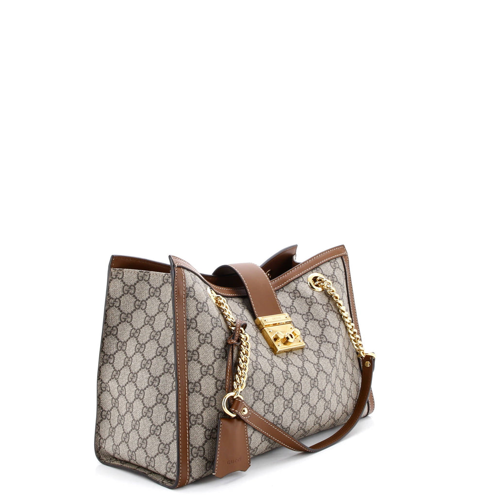 Padlock Chain Tote GG Coated Canvas with Leather Medium
