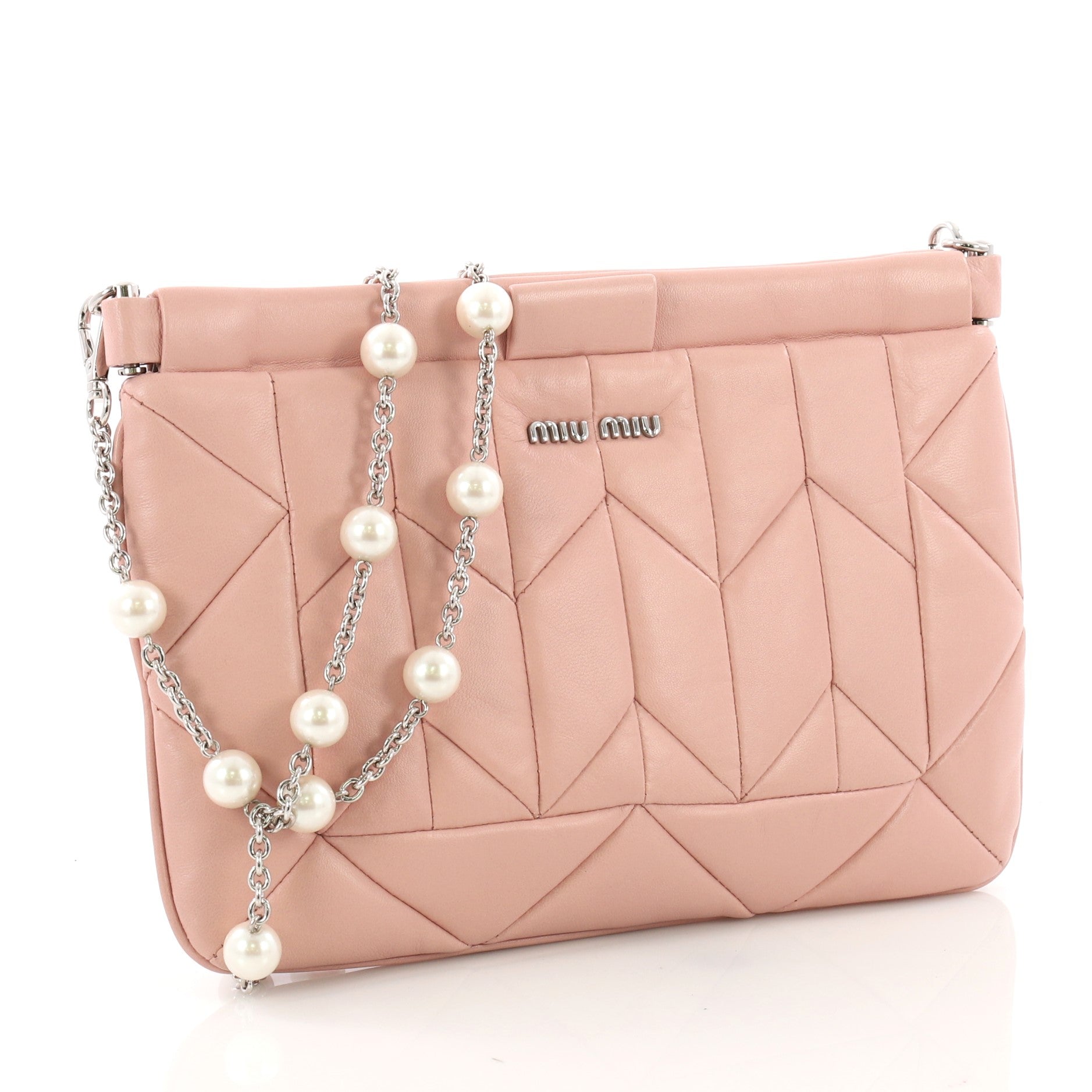 Pearl Clutch Pleated Leather Medium