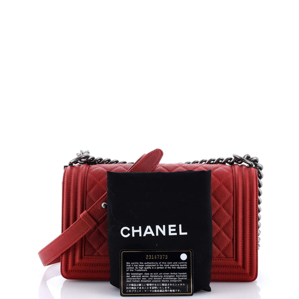 Boy Flap Bag Quilted Caviar Old Medium
