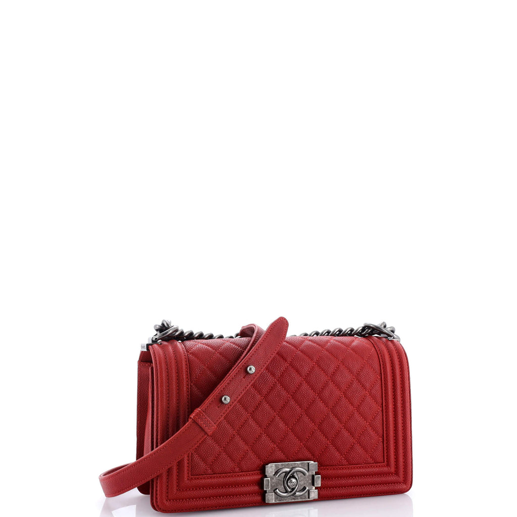 Boy Flap Bag Quilted Caviar Old Medium