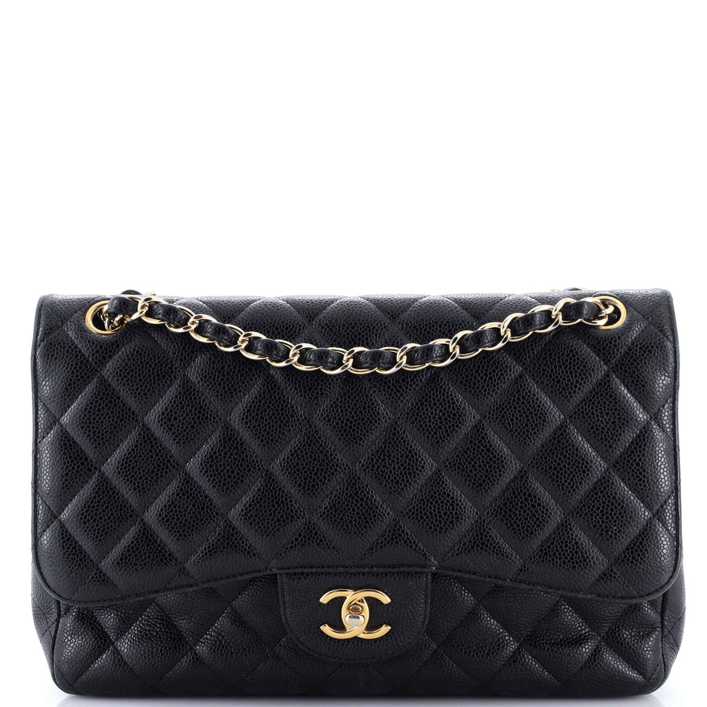 Classic Double Flap Bag Quilted Caviar Jumbo