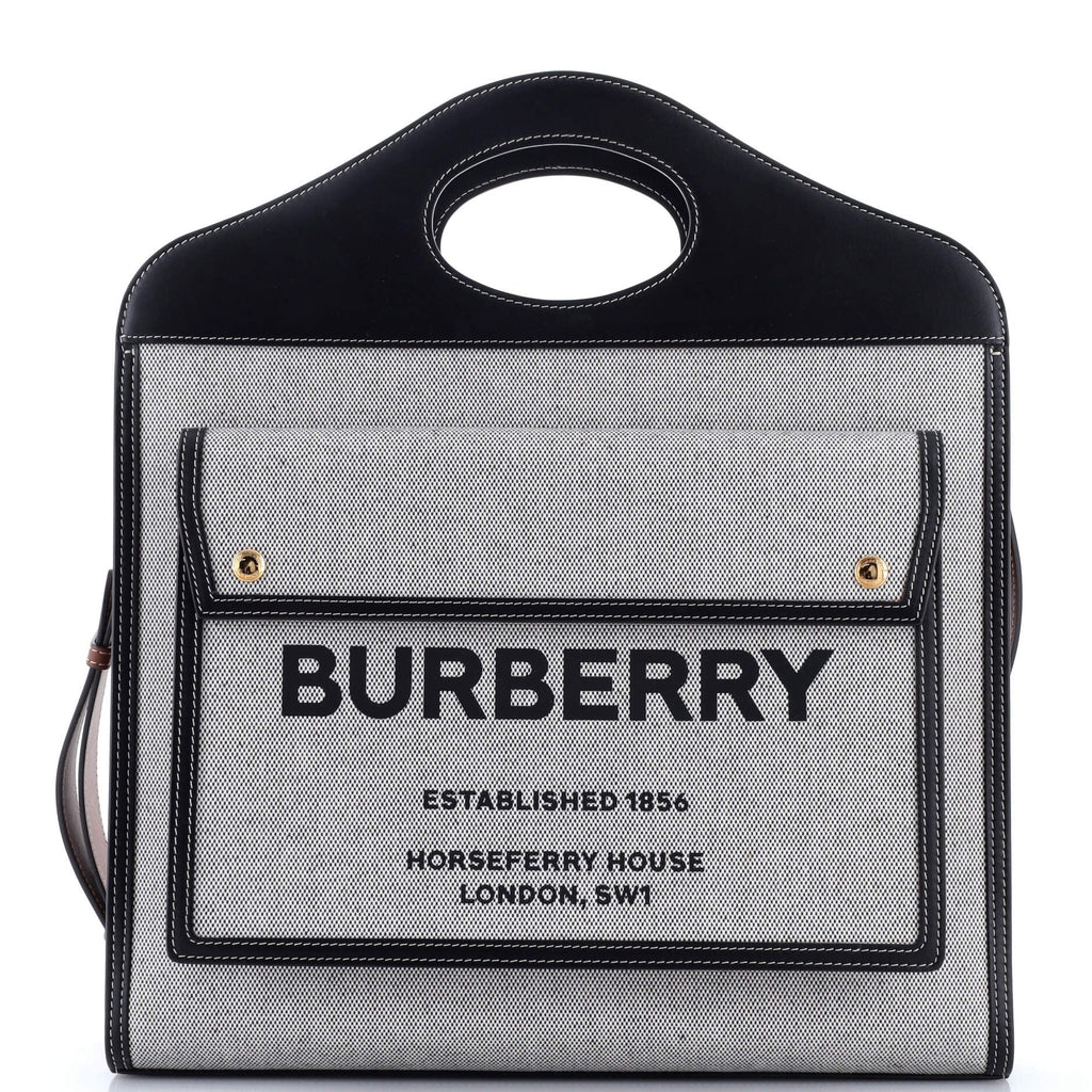 Logo Pocket Tote Canvas with Leather Medium