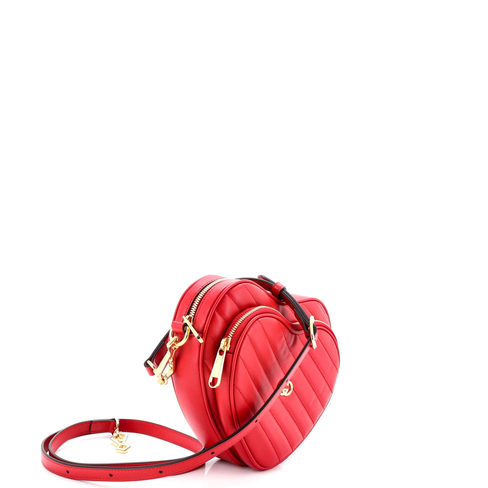 Interlocking G Heart Shoulder Bag Diagonal Quilted Leather Mini