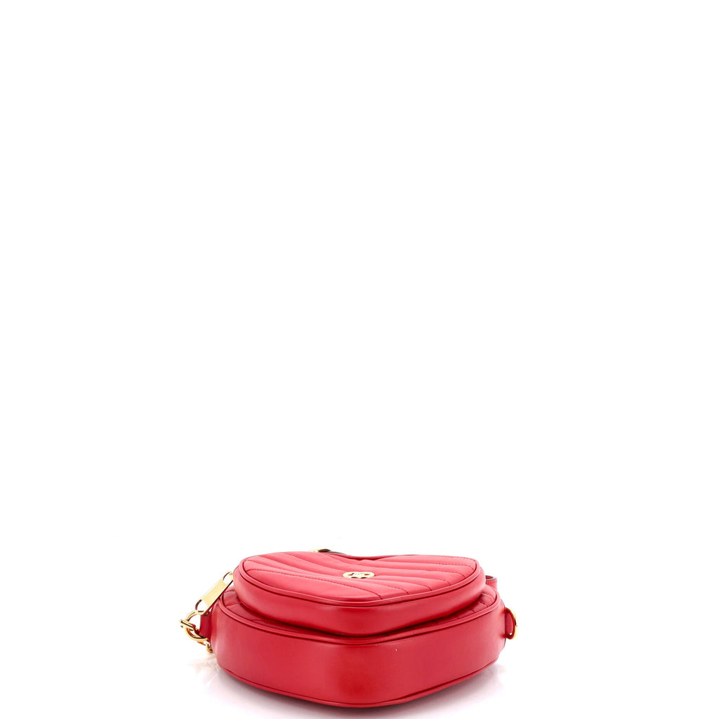 Interlocking G Heart Shoulder Bag Diagonal Quilted Leather Mini