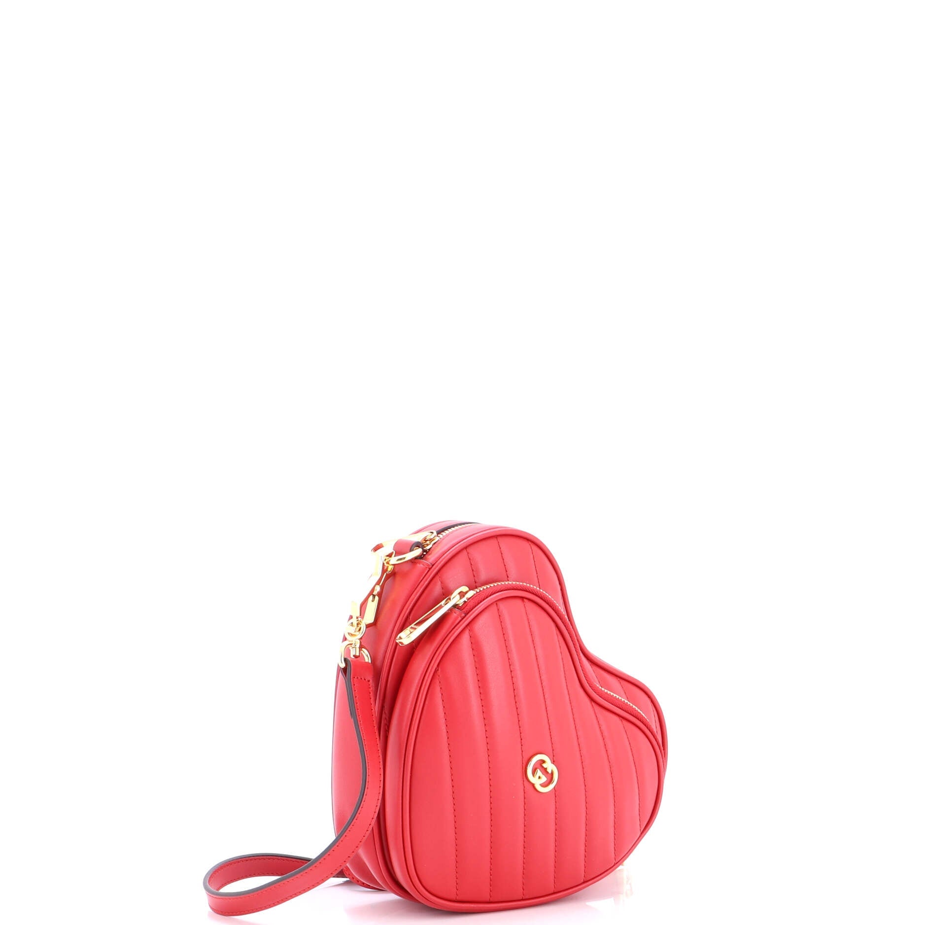 Interlocking G Heart Shoulder Bag Diagonal Quilted Leather Mini