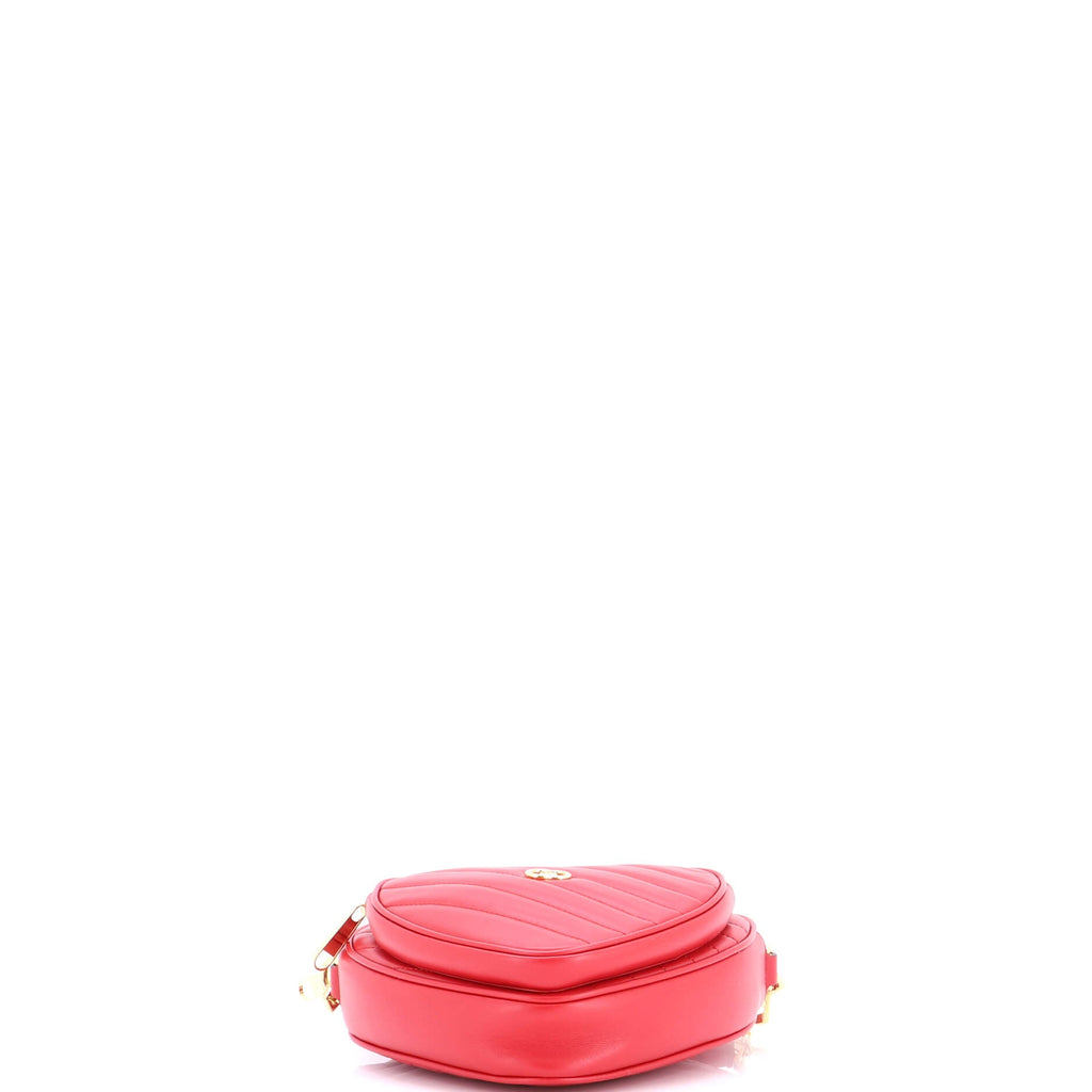 Interlocking G Heart Shoulder Bag Diagonal Quilted Leather Mini