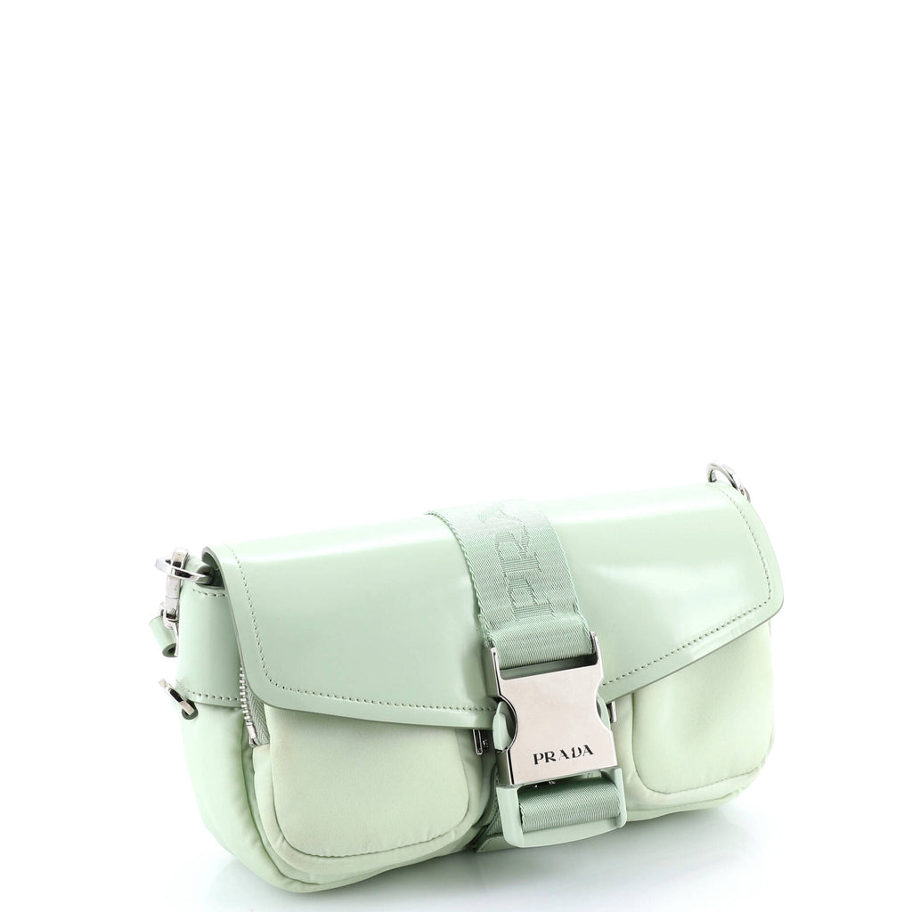 Buckle Pocket Crossbody Bag Spazzolato Leather and Tessuto