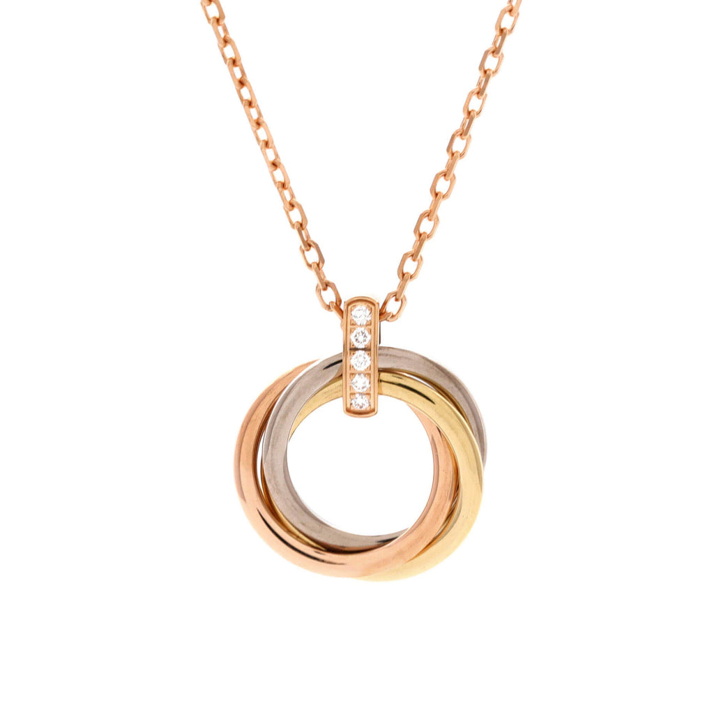 Trinity Pendant Necklace 18K Tricolor Gold and Diamonds