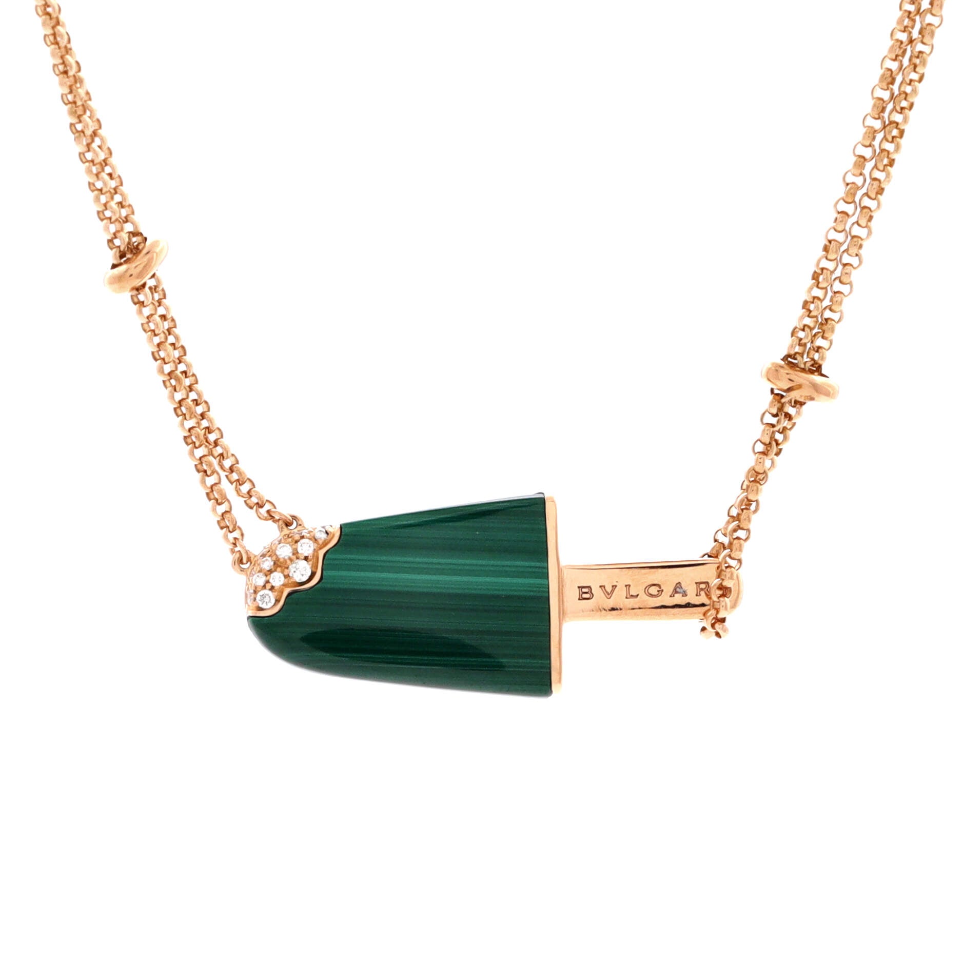 Gelati Pendant Necklace 18K Rose Gold with Malachite and Diamonds