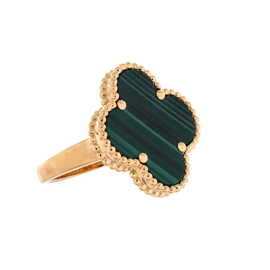 Magic Alhambra Ring 18K Yellow Gold with Malachite