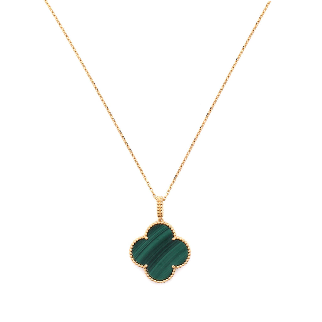 Magic Alhambra Pendant Necklace 18K Yellow Gold and Malachite