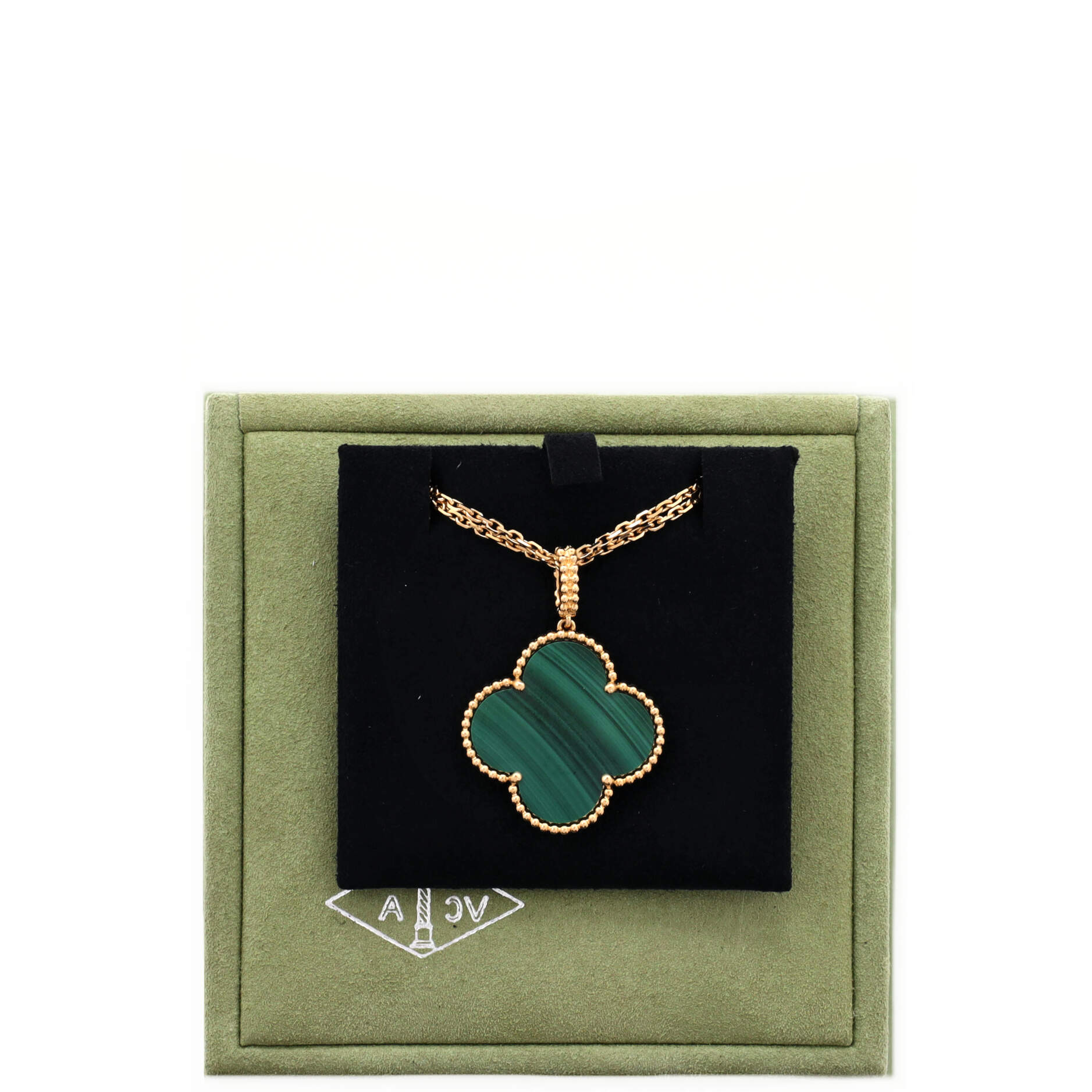 Magic Alhambra Pendant Necklace 18K Yellow Gold and Malachite