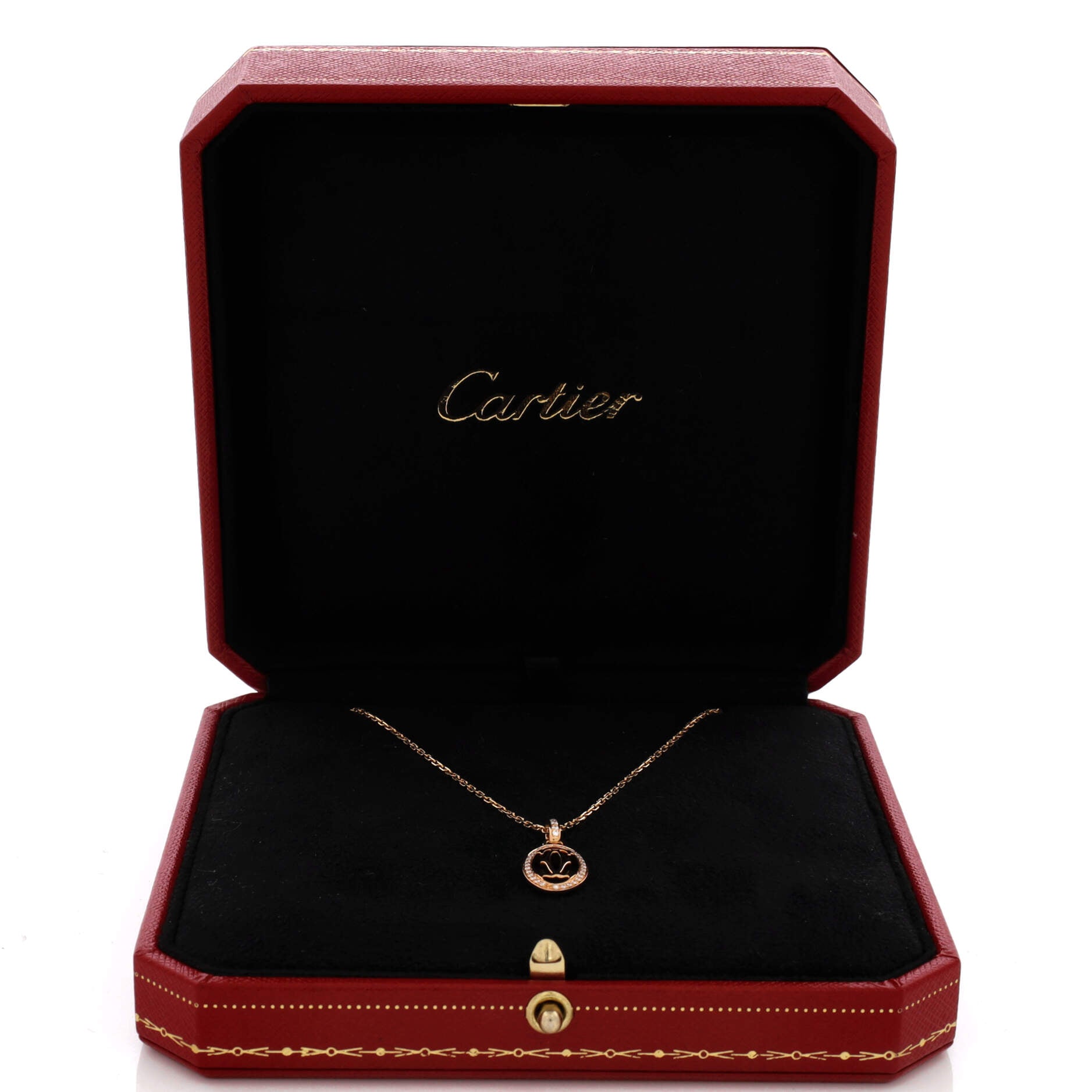 Double C de Cartier Pendant Necklace 18K Rose Gold and Diamonds
