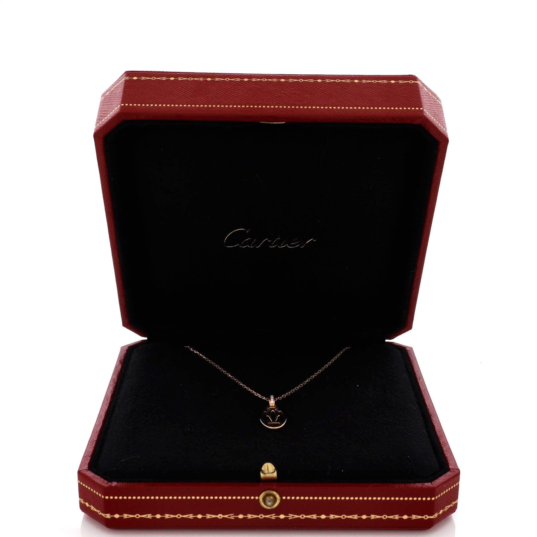 Logo Double C Pendant Necklace 18K Rose Gold with Diamonds