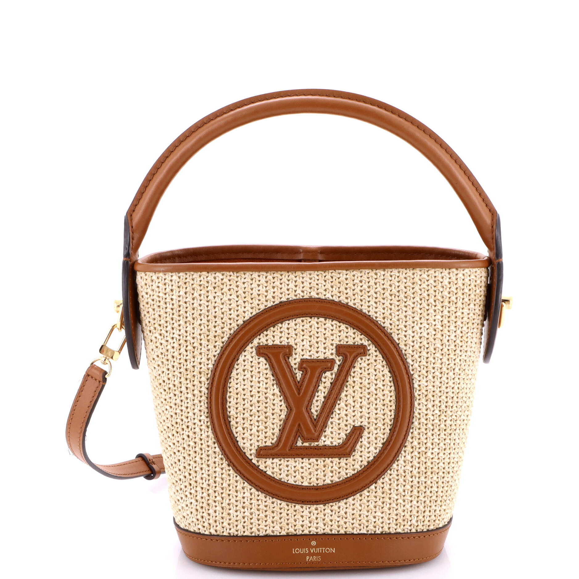 Petit Bucket NM Bag Raffia with Leather