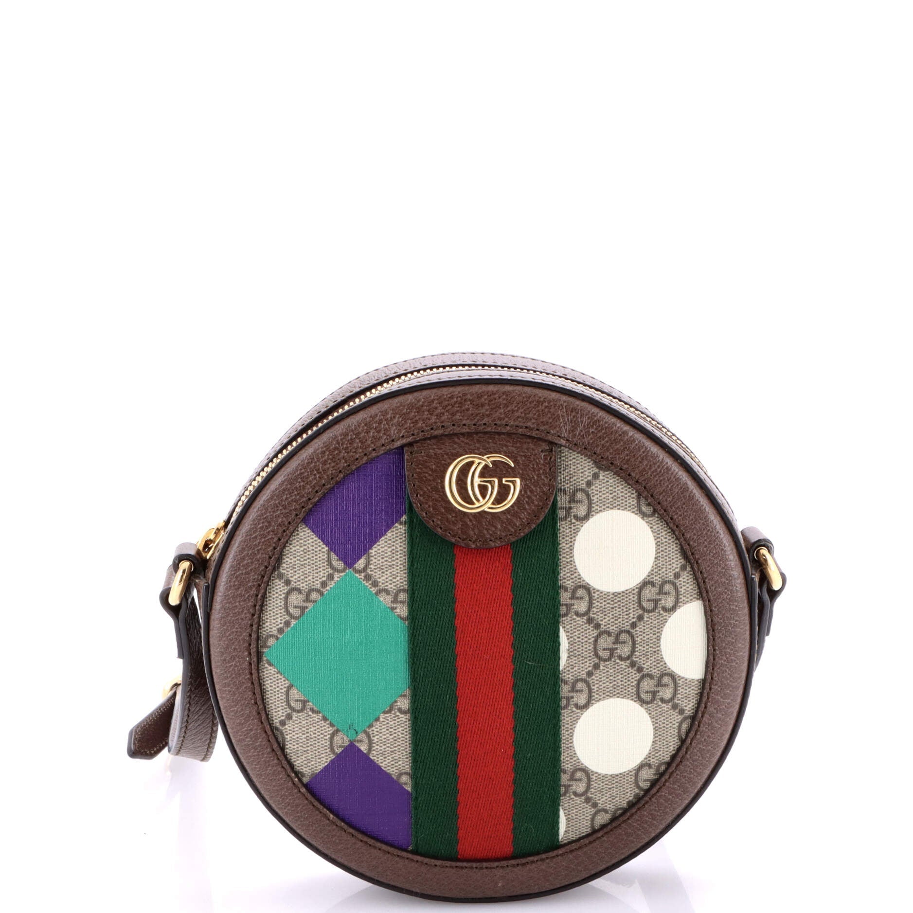 Ophidia Round Shoulder Bag Printed GG Coated Canvas Mini
