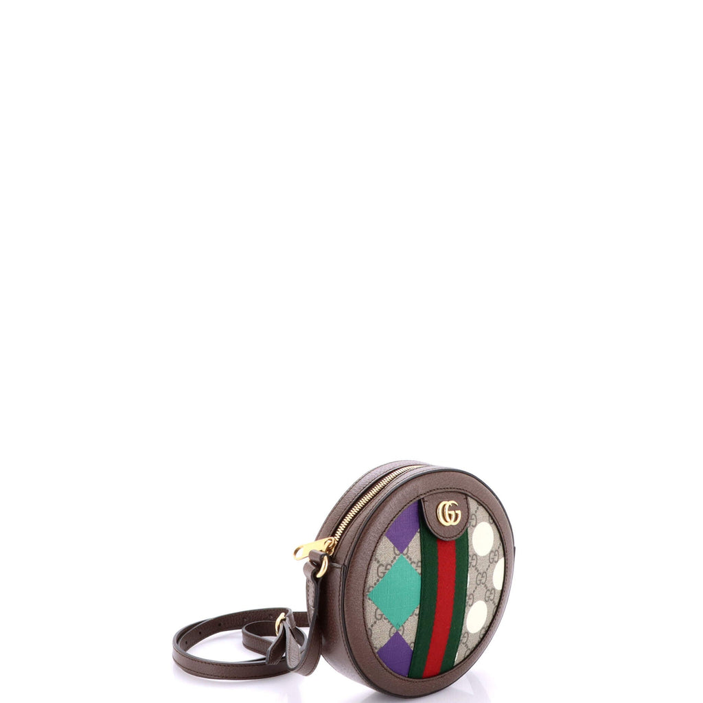 Ophidia Round Shoulder Bag Printed GG Coated Canvas Mini