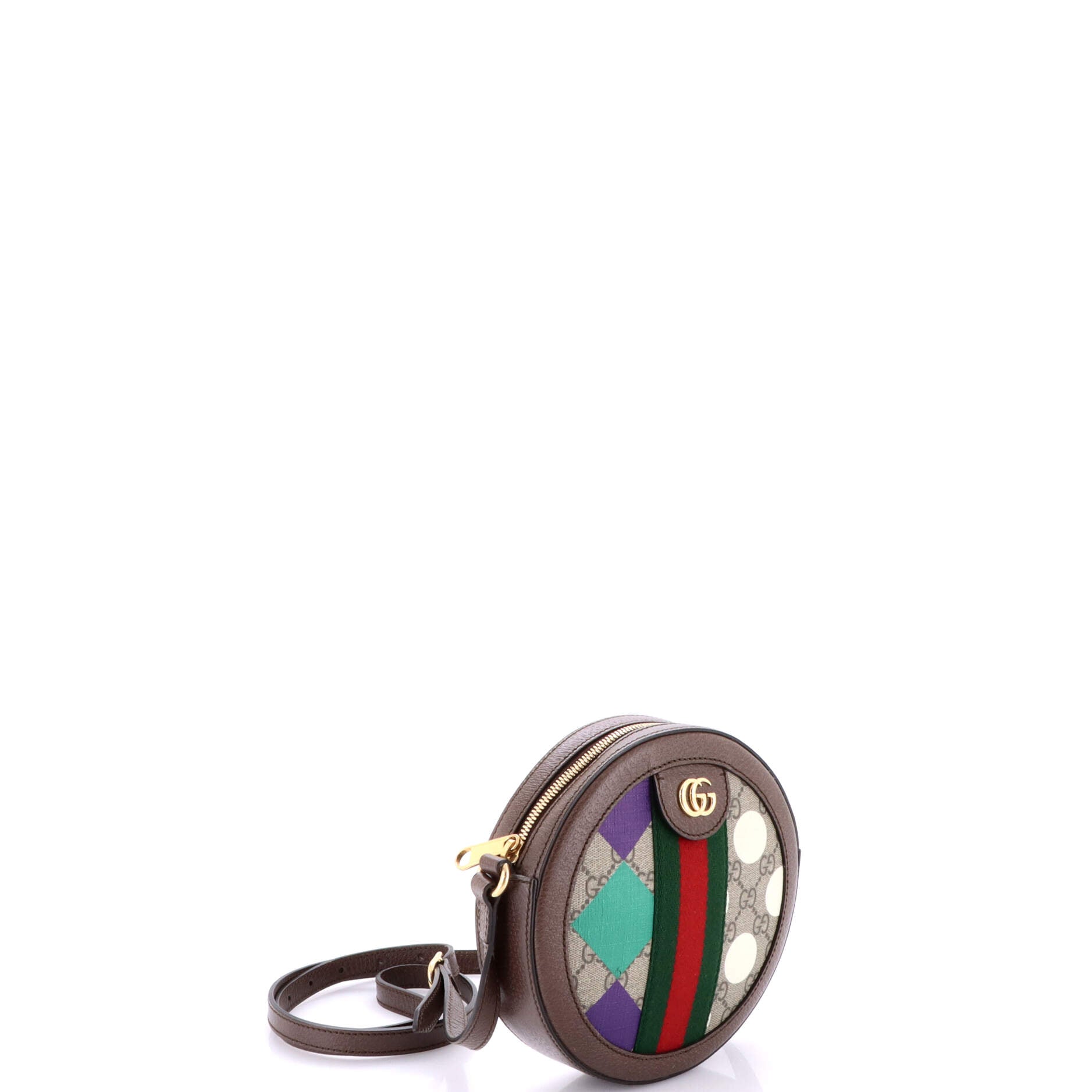 Ophidia Round Shoulder Bag Printed GG Coated Canvas Mini