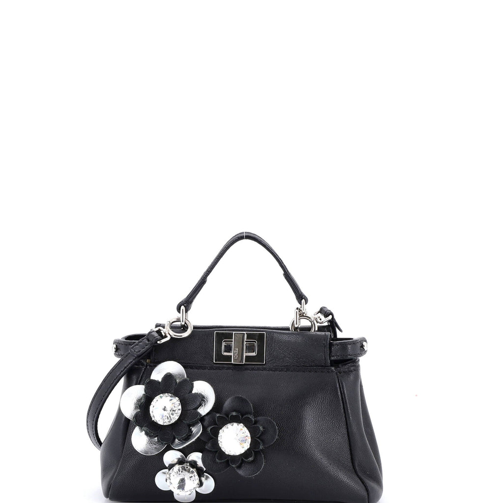 Peekaboo Bag Floral Embellished Leather Micro