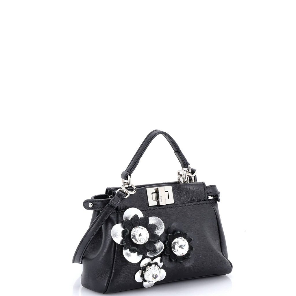 Peekaboo Bag Floral Embellished Leather Micro
