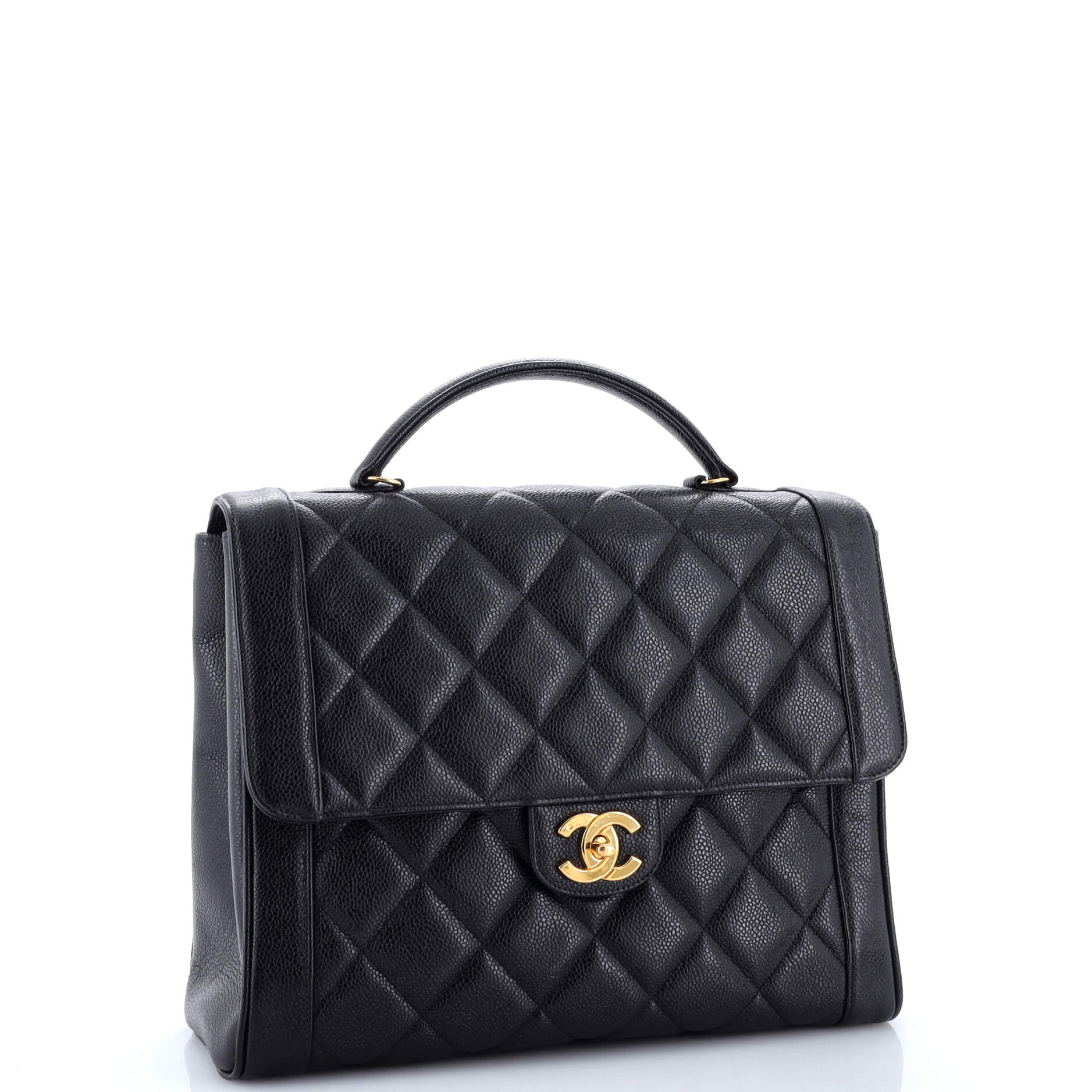 Vintage Two-Tone Kelly Top Handle Bag Quilted Caviar Jumbo