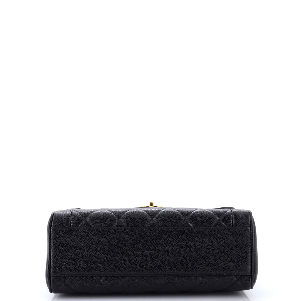Vintage Two-Tone Kelly Top Handle Bag Quilted Caviar Jumbo
