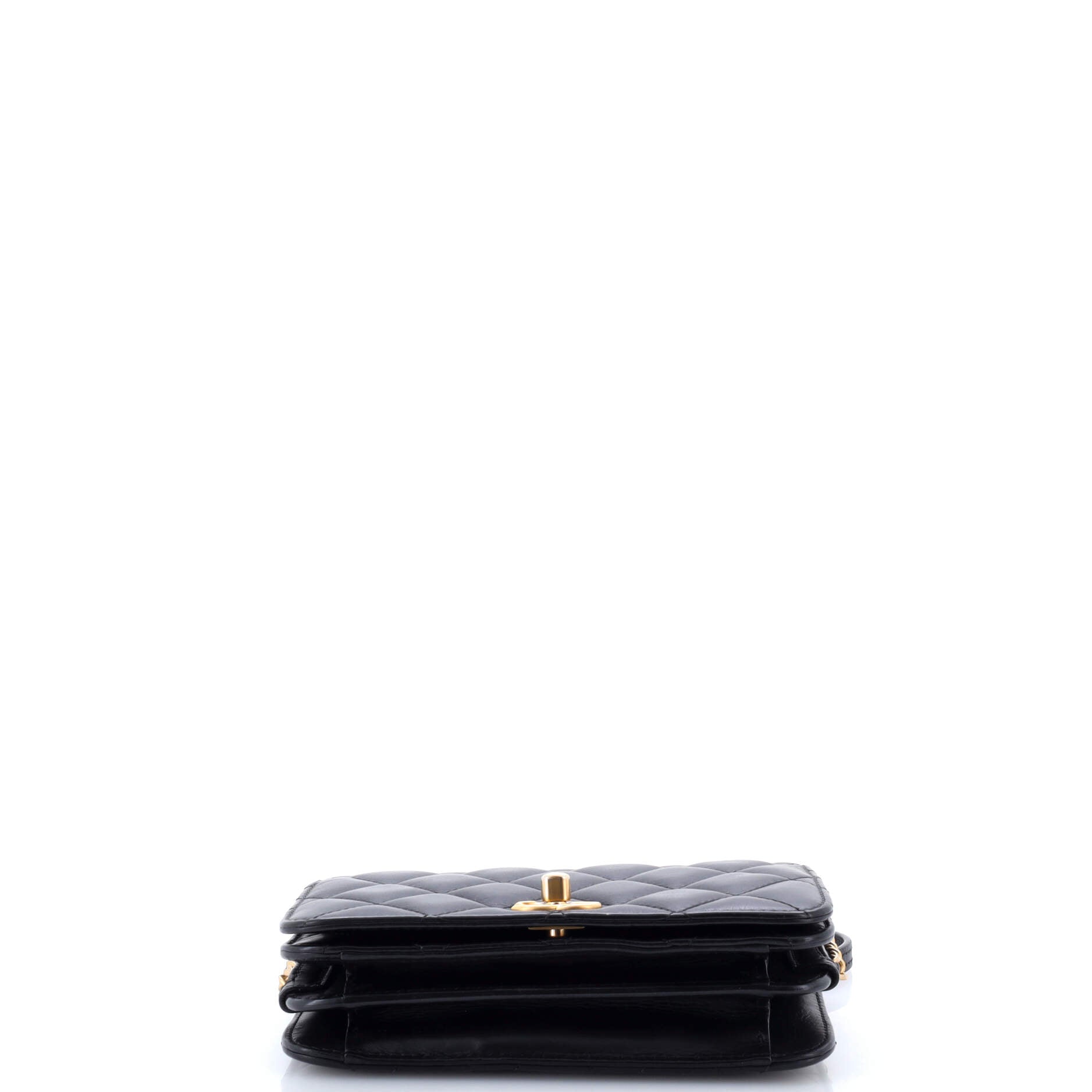 CC Side Chain Full Flap Bag Quilted Calfskin Small