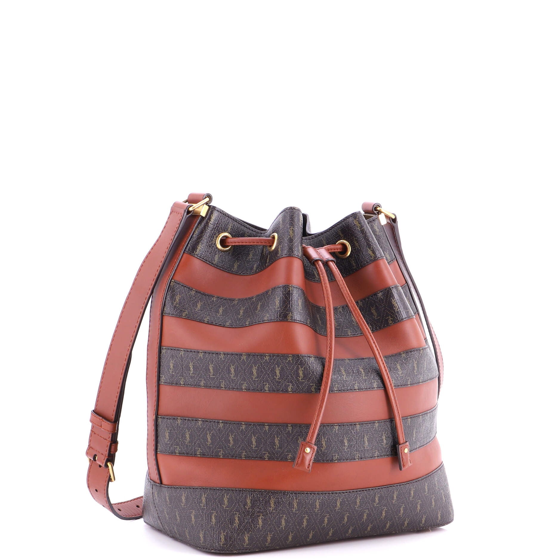 Le Monogramme Striped Bucket Bag Monogram All Over Coated Canvas and Leather