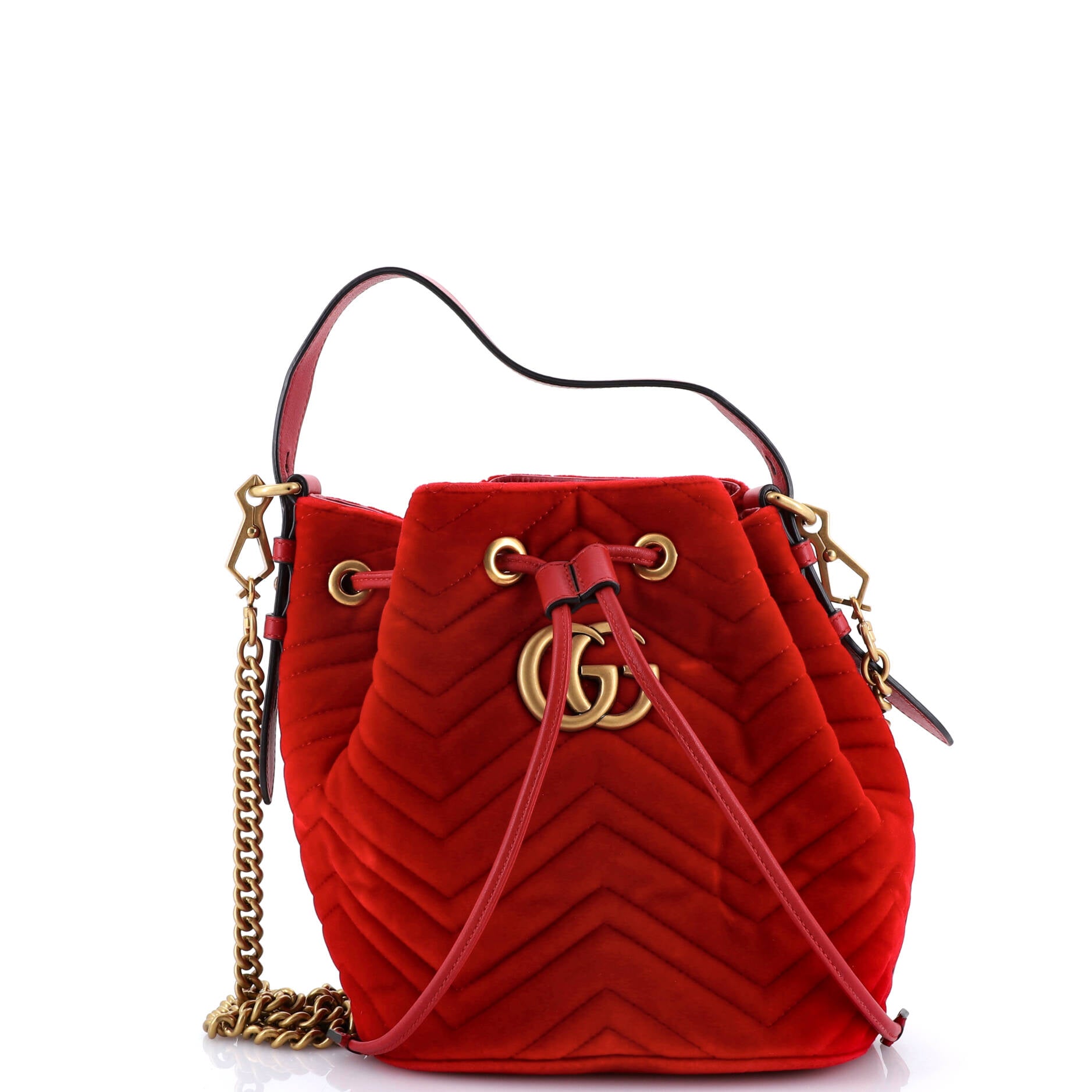 GG Marmont Bucket Bag Matelasse Velvet Small