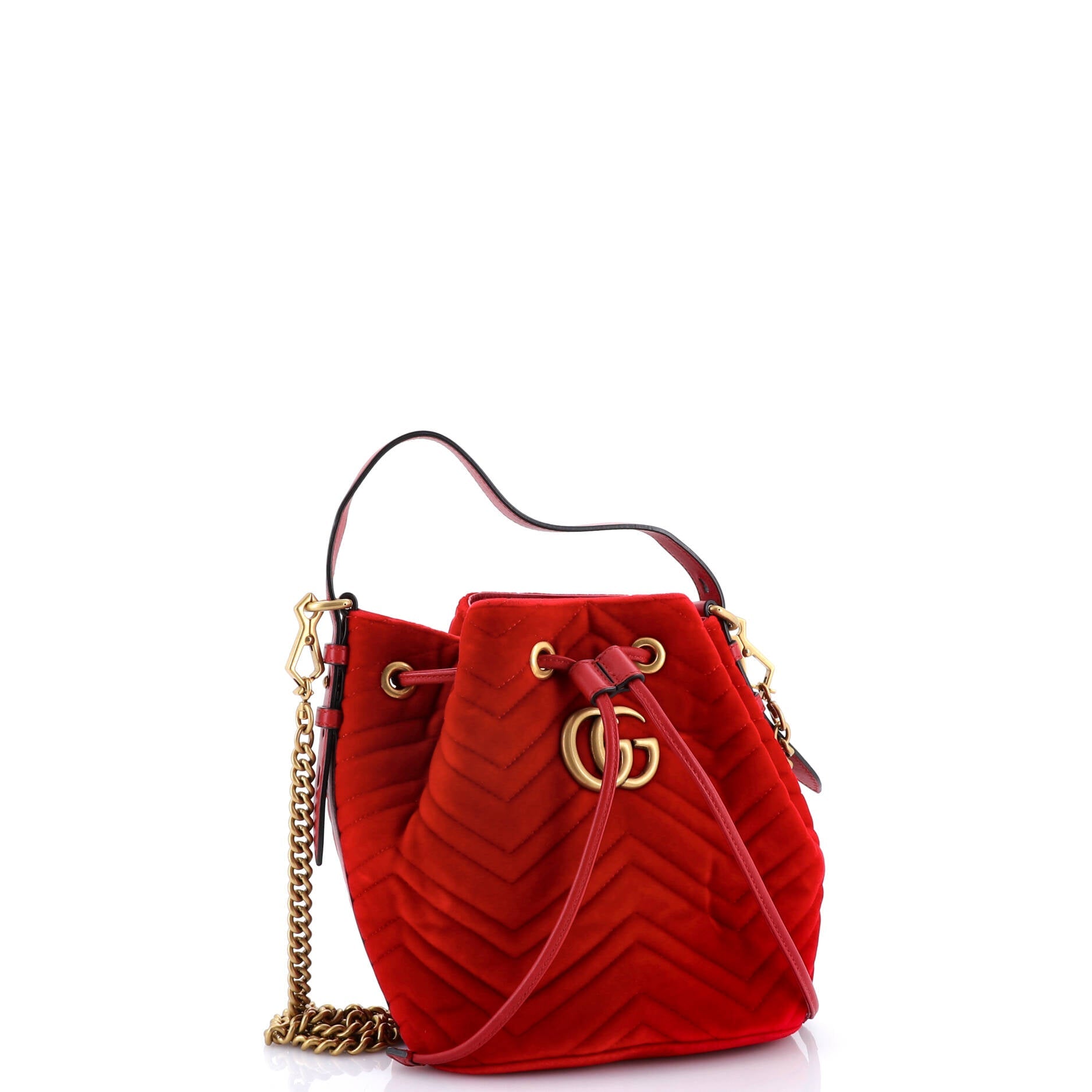 GG Marmont Bucket Bag Matelasse Velvet Small
