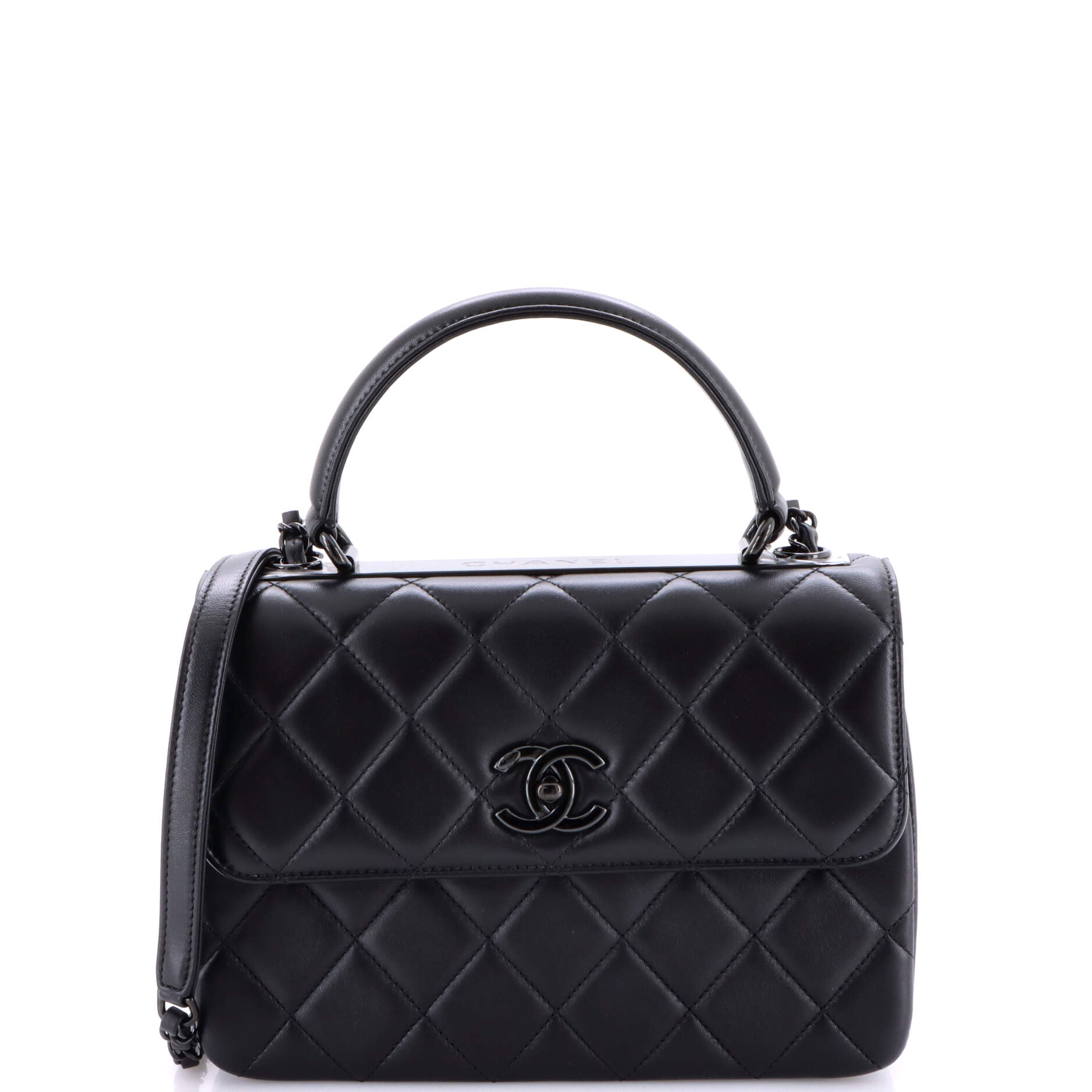 Trendy CC Top Handle Bag Quilted Lambskin Small