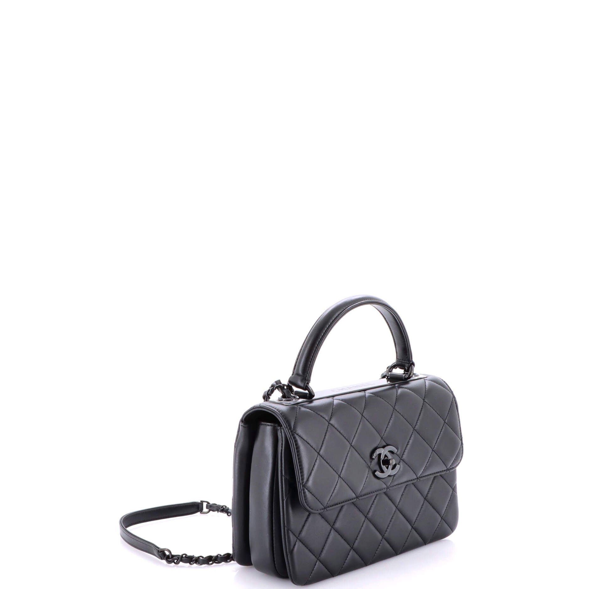 Trendy CC Top Handle Bag Quilted Lambskin Small