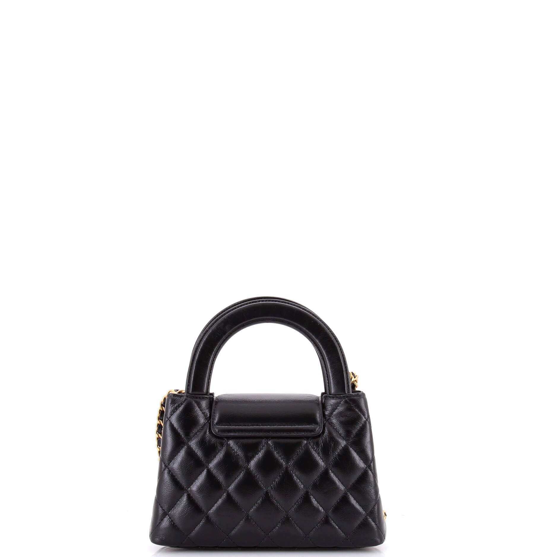 Kelly Top Handle Shopping Bag Quilted Shiny Aged Calfskin Mini