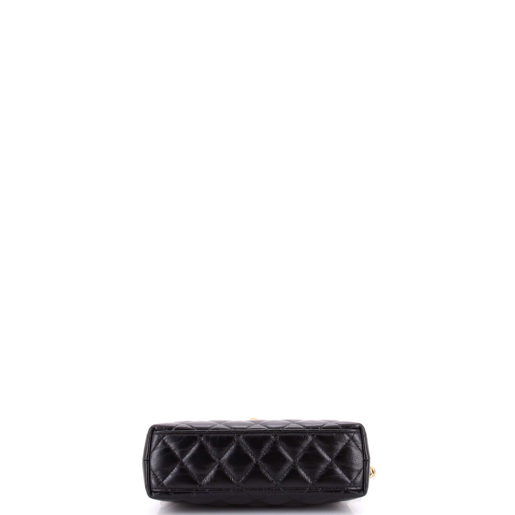 Kelly Top Handle Shopping Bag Quilted Shiny Aged Calfskin Mini