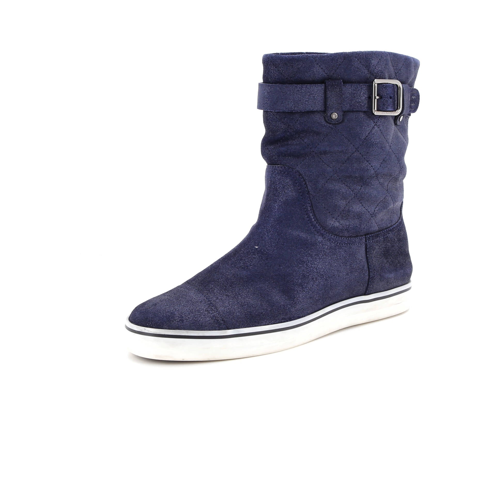 Women's CC Belt Cap Toe Boots Quilted Suede