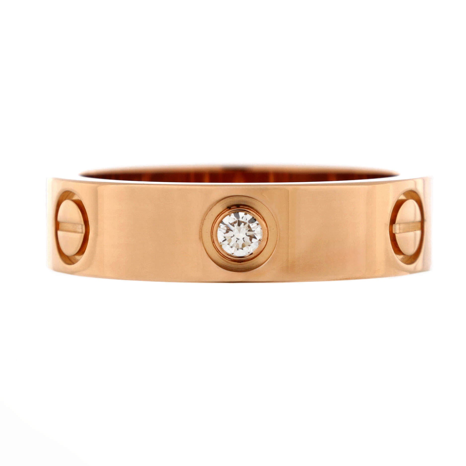 Love 3 Diamonds Band Ring 18K Rose Gold with Diamonds