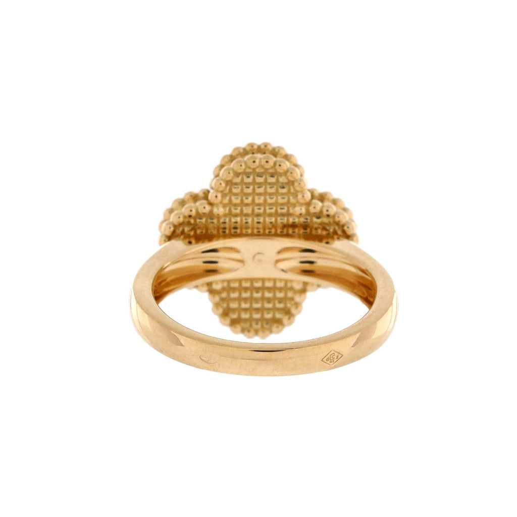 Vintage Alhambra Ring 18K Yellow Gold with Onyx and Diamond
