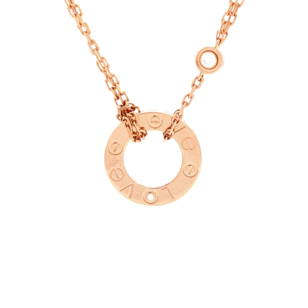 2 Diamonds Love Pendant Necklace 18K Rose Gold and Diamonds