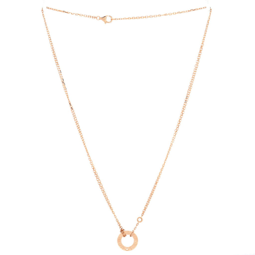 2 Diamonds Love Pendant Necklace 18K Rose Gold and Diamonds
