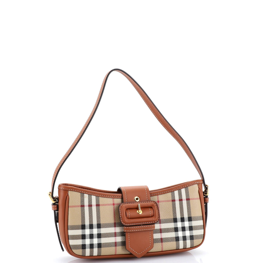 Buckle Sling Shoulder Bag Vintage Check Coated Canvas