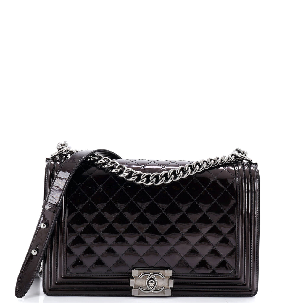 Boy Flap Bag Quilted Patent New Medium